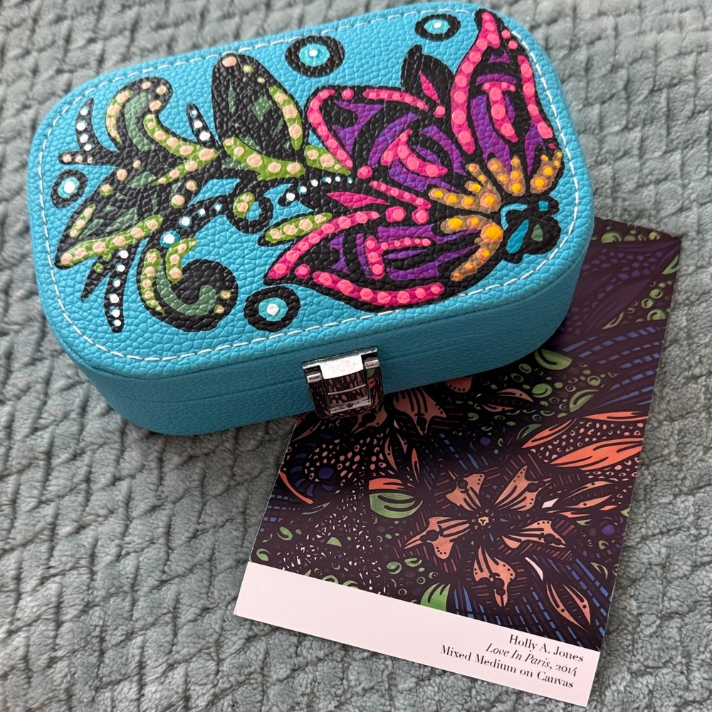 Holly Jones hand painted leatherette Jewel case.